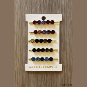 Anthropologie Gold Bobby Pin Set NWT MultiColored Gemstones